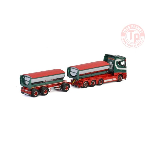 SCANIA S NORMAL CS20N 8x4 RIGED TRUCK DRAWBAR HOOKLIFT SYSTEM + HOOKLIFT CONTAINER ASPHALT - Brodda Akeri WSI 01-2898 WSI MODELS