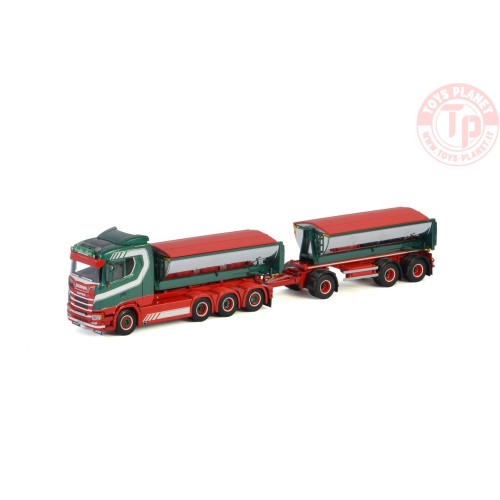 SCANIA S NORMAL CS20N 8x4 RIGED TRUCK DRAWBAR HOOKLIFT SYSTEM + HOOKLIFT CONTAINER ASPHALT - Brodda Akeri WSI 01-2898 WSI MODELS