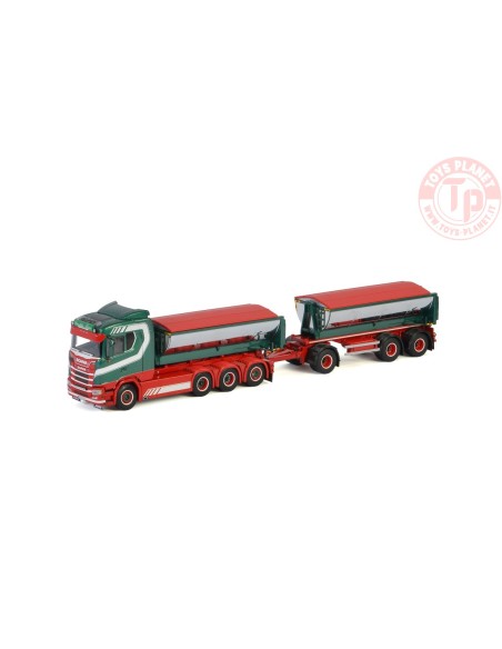 SCANIA S NORMAL CS20N 8x4 RIGED TRUCK DRAWBAR HOOKLIFT SYSTEM + HOOKLIFT CONTAINER ASPHALT - Brodda Akeri WSI 01-2898 WSI MODELS