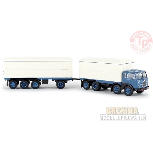 Fiat 690 Millepiedi, blau/weiss, Kofferzug, 1961 BREKINA 58420 BREKINA