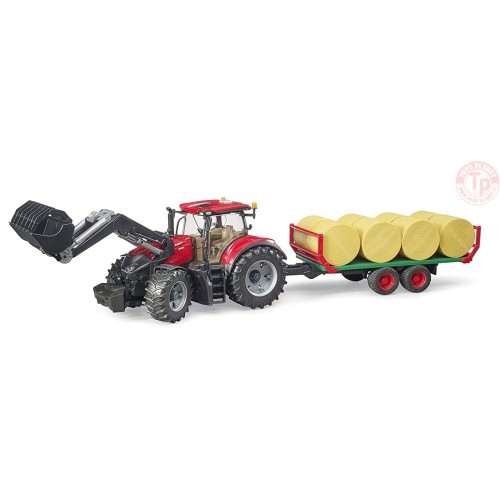 Case IH Optum 300 CVX con benne e rimorchio porta balle fieno Bruder 03198 BRUDER