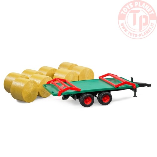 Rimorchio con 8 Balle Fieno Rotonde Bruder 02220 BRUDER