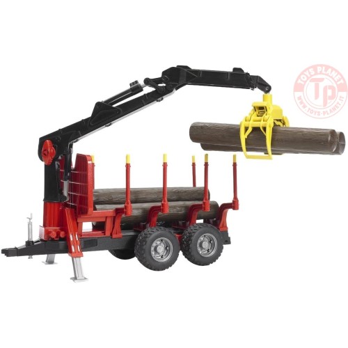 Rimorchio con 4 tronchi e braccio meccanico Bruder 02252 BRUDER