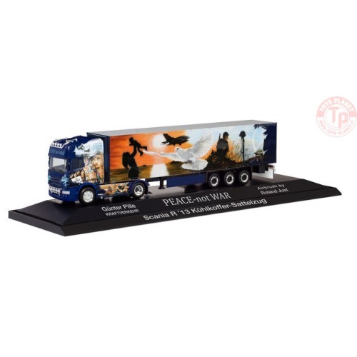 Scania R '13 TL refrigerated semitrailer "Pille / Peace not War" HERPA 122016 HERPA 1:87
