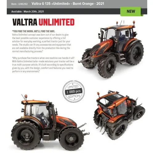 Valtra G 135 “Unlimited” – Burnt Orange UH 6292 UNIVERSAL HOBBIES