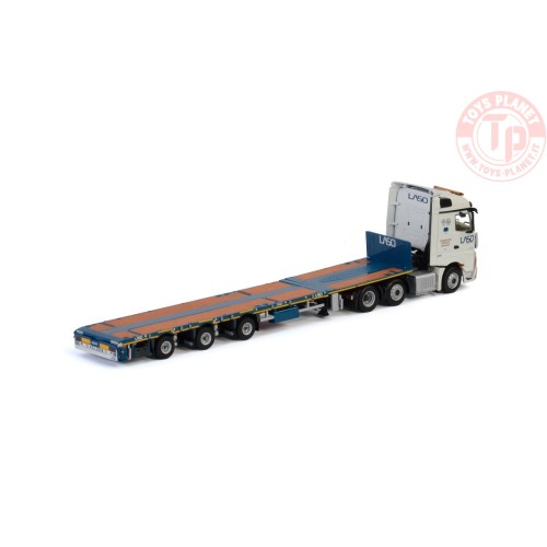 MERCEDES-BENZ ACTROS MP4 STREAM SPACE 6X2 TWIN STEER MEGATRAILER FLATBED - 3 AXLE - Laso WSI 01-2961 WSI MODELS