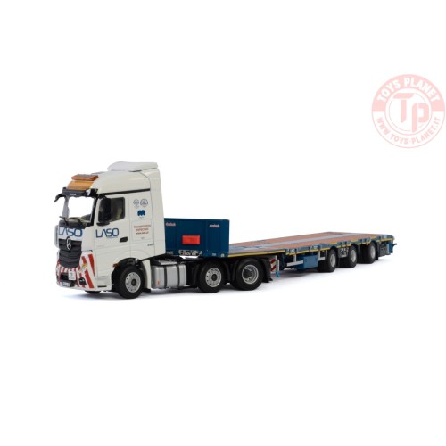 MERCEDES-BENZ ACTROS MP4 STREAM SPACE 6X2 TWIN STEER MEGATRAILER FLATBED - 3 AXLE - Laso WSI 01-2961 WSI MODELS