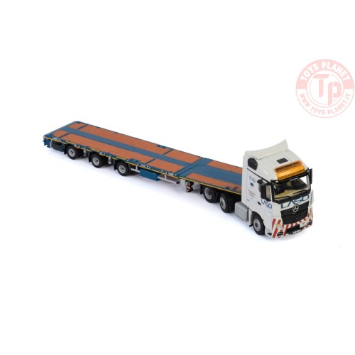 MERCEDES-BENZ ACTROS MP4 STREAM SPACE 6X2 TWIN STEER MEGATRAILER FLATBED - 3 AXLE - Laso WSI 01-2961 WSI MODELS