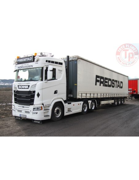 SCANIA S NORMAL CS20N 6X2 TAG AXLE CURTAINSIDE TRAILER - 3 AXLE Fredstad WSI 01-3501 WSI MODELS