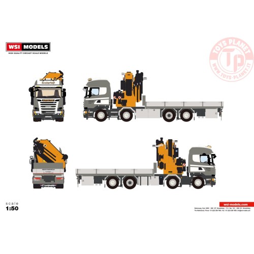 SCANIA R STREAMLINE HIGHLINE 8X4 RIGED I TRUCK I FLAT BED FASSI 1100 + JIB - Affolter WSI 01-3531 WSI MODELS
