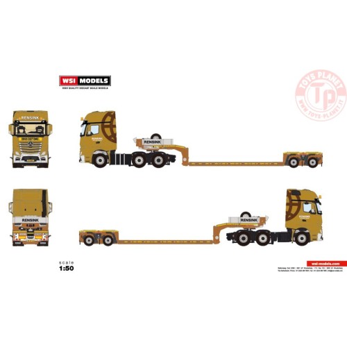 MERCEDES ACTROS MP4 GIGA SPACE 6X2 TWINSTEER WITH NOOTEBOOM EURO LOWLOADER 2 AXLE - RENSINK WSI 01-3587 WSI MODELS