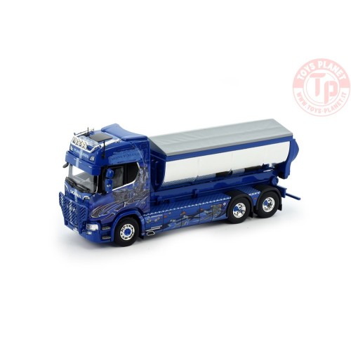 Scania Next Gen R-serie Highline rigid truck with hookarm container - Solbjorg - Moneymaker TEKNO 76506 TEKNO