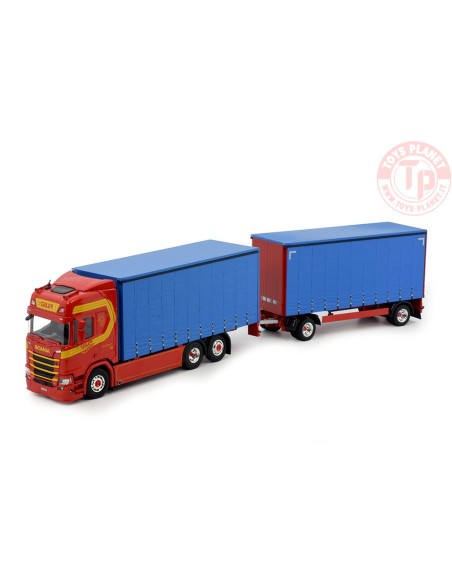 Scania Next Gen R-serie Highline motorwagen met 3-assige huifaanhanger Seiler Transporte TEKNO 81409 TEKNO