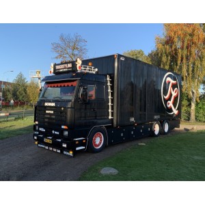 SCANIA 3 SERIES STREAMLINE 6X2 RIGED TRUCK DRAWBAR BOX TRAILER - 3 AXLE - TRUCKSTYLNG LUNTEREN WSI 01-3722 WSI MODELS