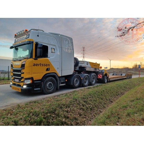 SCANIA R HIGHLINE CR20H 8X4 LOWLOADER - 4 AXLE + DOLLY - 1 AXLE - AERTSSEN WSI 01-3760 WSI MODELS