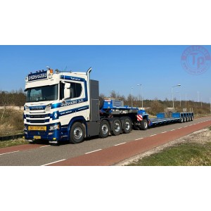 SCANIA R NORMAL CR20N 8X4 LOW LOADER PENDEL X - 5 AXLE + DOLLY - 1 AXLE -SCHOONES B.V. WSI 01-3691 WSI MODELS