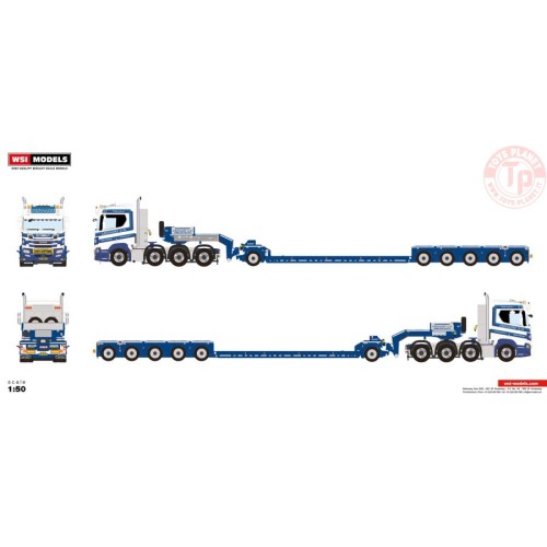 SCANIA R NORMAL CR20N 8X4 LOW LOADER PENDEL X - 5 AXLE + DOLLY - 1 AXLE -SCHOONES B.V. WSI 01-3691 WSI MODELS