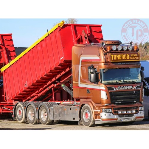 SCANIA R6 TOPLINE 8X4 RIGED TRUCK WITH HOOKLIFT SYSTEM + CONTAINER 40M3 - TONERUD WSI 01-3818 WSI MODELS