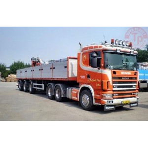 SCANIA R4 FLAT ROOF 6X2 TAG AXLE BRICK TRAILER - 3 AXLE HUSKENS WSI 01-3172 WSI MODELS