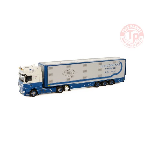 DAF XF SUPER SPACE CAB 4X2 LIVE STOCK TRAILER - 3 AXLE - GLOUDEMANS WSI 01-3569 INDUSTRIAL MODELS 1:50