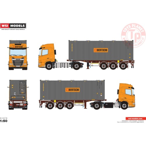 DAF XF 4X2 CONTAINER TRAILER - 3 AXLE + 30 FT BULKCONTAINER - BERTSCHI WSI 01-3927 WSI MODELS