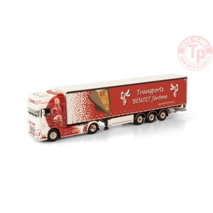 DAF XF SUPER SPACE CAB 4X2 CURTAIN SIDE TRAILER - 3 AXLE - TRANSPORTS BENOIT JÉRÔME WSI 01-3656 WSI MODELS