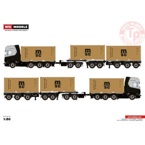 SCANIA S CS20H 8X2 COMBI TRAILER 2+3 AXLE WITH DOLLY - 2 AXLE + 3X 20FT MICHEL KRAMER WSI 01-3826 WSI MODELS