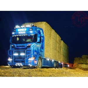 Scania Next Gen S650 Highline vlakke motorwagen met 3-assige wipkar (incl. lading) Corbetts TEKNO 80997 TEKNO