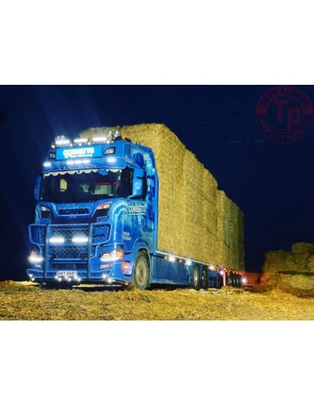 Scania Next Gen S650 Highline vlakke motorwagen met 3-assige wipkar (incl. lading) Corbetts TEKNO 80997 TEKNO