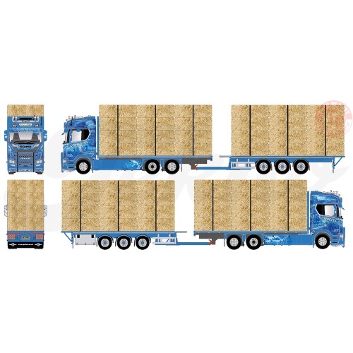Scania Next Gen S650 Highline vlakke motorwagen met 3-assige wipkar (incl. lading) Corbetts TEKNO 80997 TEKNO