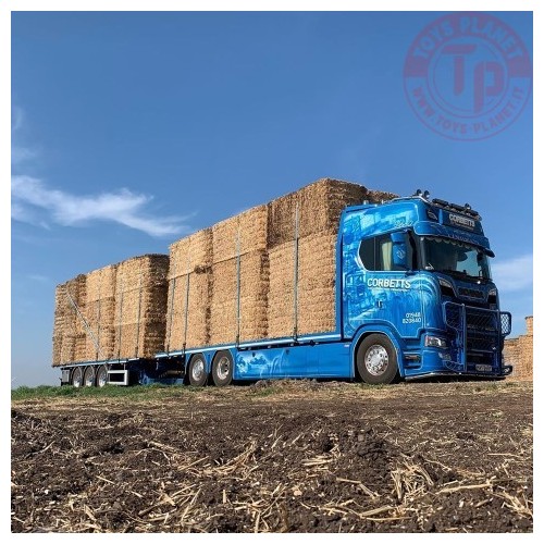 Scania Next Gen S650 Highline vlakke motorwagen met 3-assige wipkar (incl. lading) Corbetts TEKNO 80997 TEKNO