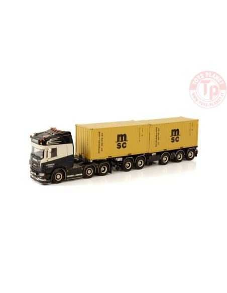 SCANIA R HIGHLINE CR20H 6X2 TWIN STEER 2 CONNECT COMBI TRAILER 2+3 AXLE + 2X 20FT CONTAINER - JAN VAN DER MEER WSI 01-3659 WS...
