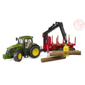 John Deere 7R con rimorchio forestale e 4 tronchi BRUDER 03154 BRUDER