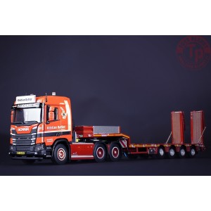 SCANIA XT MIDDLE ROOF 6X4 WITH NOOTEBOOM MCOS 4-AXLE SEMI LOW LOADER WITH RAMPS - KRISTIAN RYTTER IMC MODELS 32-0168 IMC MODELS