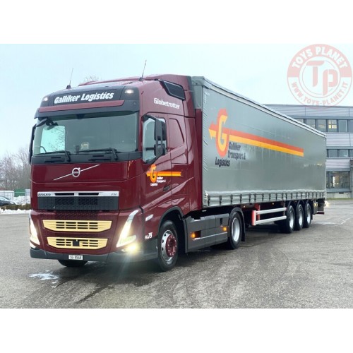 VOLVO FH5 GLOBETROTTER 4X2 CURTAINSIDE TRAILER - 3 AXLE - GALLIKER WSI 01-3758 WSI MODELS