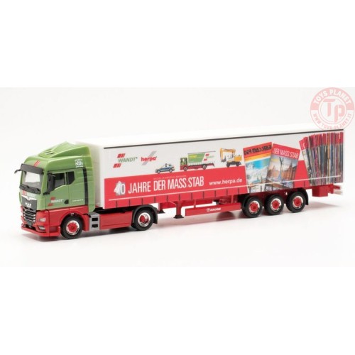 MAN TGX GM curtain tarpaulin semitrailer 40 Jahre Der Mass:stab Wandt HERPA 315555 HERPA 1:87