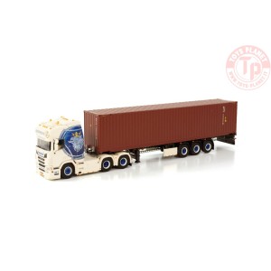 SCANIA R HIGHLINE 6X2 TAG AXLE CONTAINER TRAILER - 3 AXLE WITH 45 FT CONTAINER SNEEPELS TRANSPORT WSI 01-3792 WSI MODELS