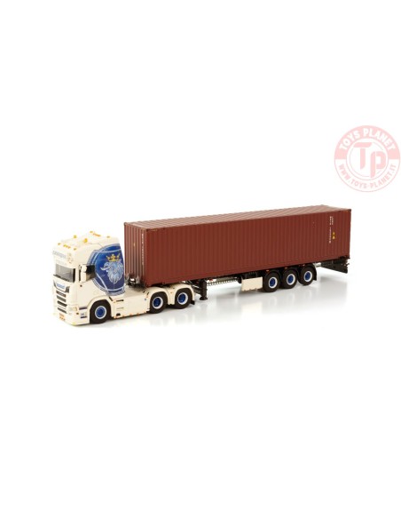SCANIA R HIGHLINE 6X2 TAG AXLE CONTAINER TRAILER - 3 AXLE WITH 45 FT CONTAINER SNEEPELS TRANSPORT WSI 01-3792 WSI MODELS