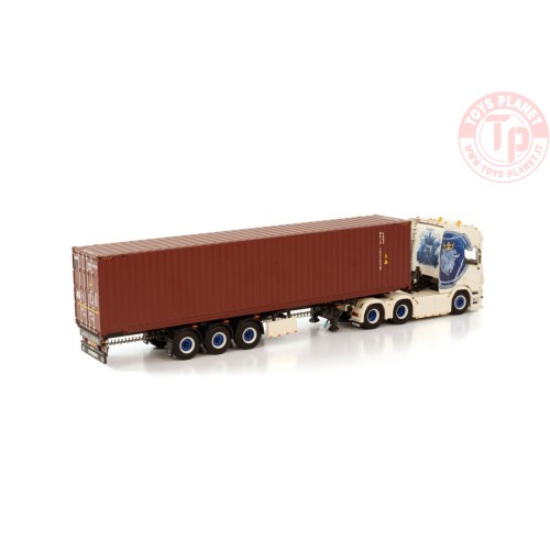 SCANIA R HIGHLINE 6X2 TAG AXLE CONTAINER TRAILER - 3 AXLE WITH 45 FT CONTAINER SNEEPELS TRANSPORT WSI 01-3792 WSI MODELS