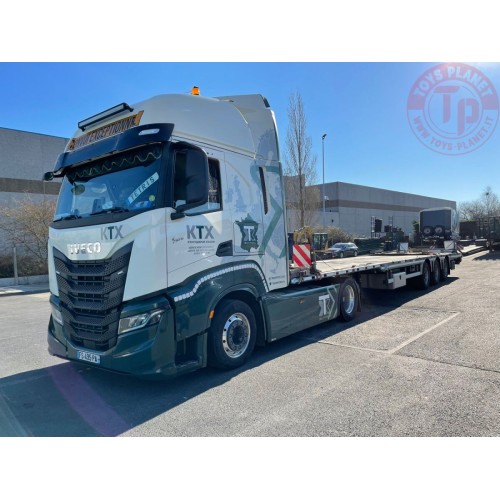 IVECO S-WAY HIGH 4X2 MEGATRAILER FLATBED - 3 AXLE TRANSPORT KTX WSI 01-3831 WSI MODELS