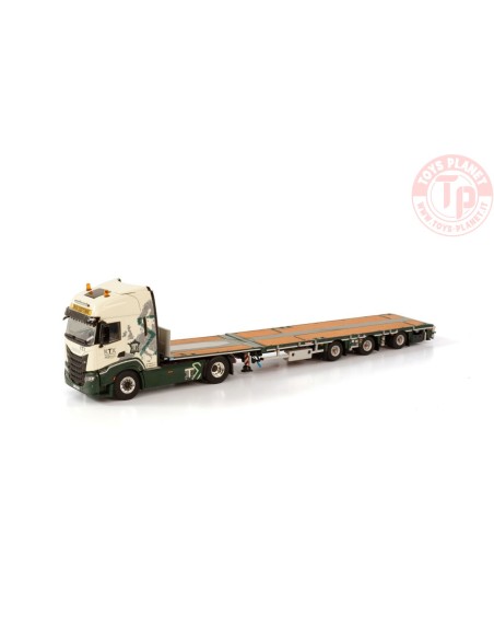 IVECO S-WAY HIGH 4X2 MEGATRAILER FLATBED - 3 AXLE TRANSPORT KTX WSI 01-3831 WSI MODELS