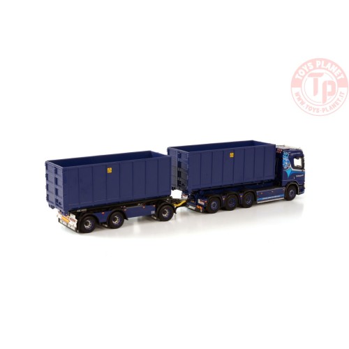 SCANIA R NORMAL CR20N 8X4 RIGED DRAWBAR TRUCK - 7 AXLE WITH HOOKLIFT SYSTEM + HOOKLIFT CONTAINER 40M3 TOFTEGARD WSI 01-3845 W...