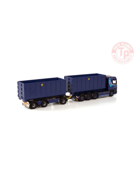 SCANIA R NORMAL CR20N 8X4 RIGED DRAWBAR TRUCK - 7 AXLE WITH HOOKLIFT SYSTEM + HOOKLIFT CONTAINER 40M3 TOFTEGARD WSI 01-3845 W...