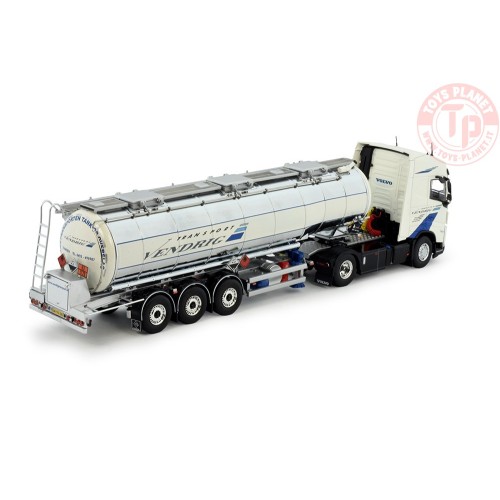 Volvo FH05 Globetrotter met 3-assige verchroomde tankoplegger Vendrig TEKNO 83215 TEKNO