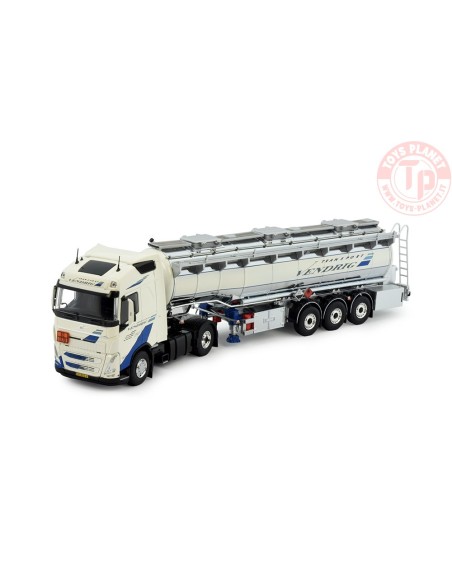 Volvo FH05 Globetrotter met 3-assige verchroomde tankoplegger Vendrig TEKNO 83215 TEKNO