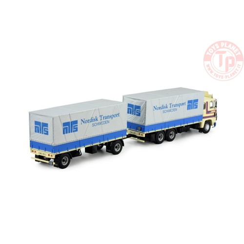 Scania 1-Serie motorwagen met aanhanger huifopbouw Bjuv Trans - Nordisk TEKNO 82087 TEKNO