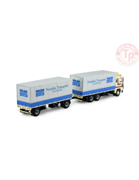 Scania 1-Serie motorwagen met aanhanger huifopbouw Bjuv Trans - Nordisk TEKNO 82087 TEKNO