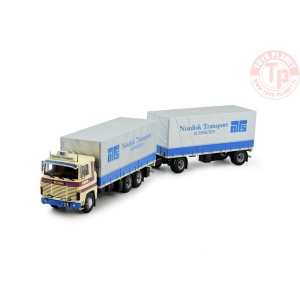 Scania 1-Serie motorwagen met aanhanger huifopbouw Bjuv Trans - Nordisk TEKNO 82087 TEKNO