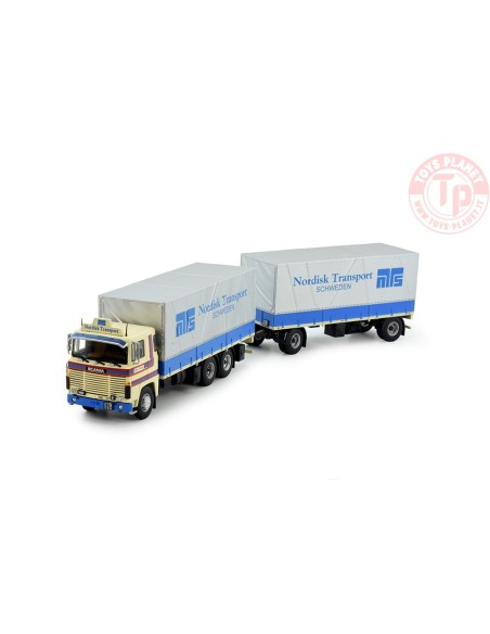Scania 1-Serie motorwagen met aanhanger huifopbouw Bjuv Trans - Nordisk TEKNO 82087 TEKNO