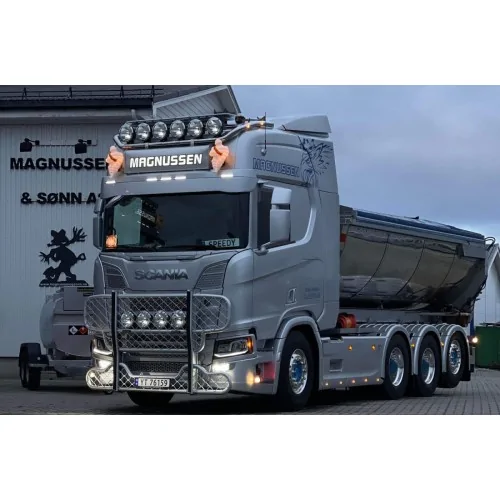 SCANIA R HIGHLINE CR20H 8X4 RIGED DRAWBAR TRUCK WITH HOOKLIFT SYSTEM - 3 AXLE + ASPHALT CONTAINER - THORE MAGNUSSEN WSI 01-40...